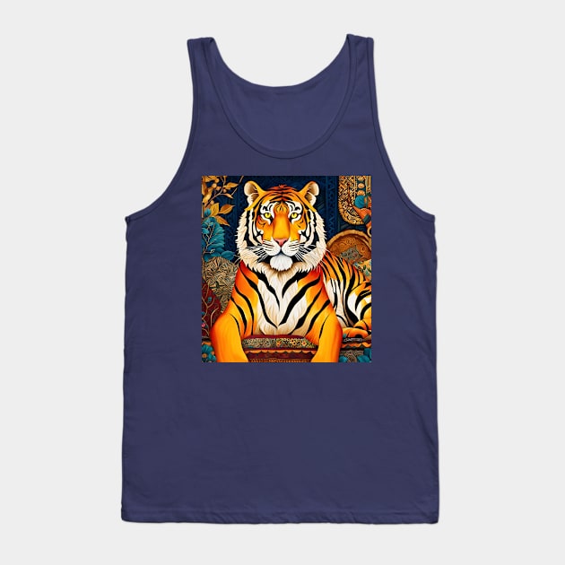 Tiger with Multi-Patterned Background Tank Top by RoxanneG